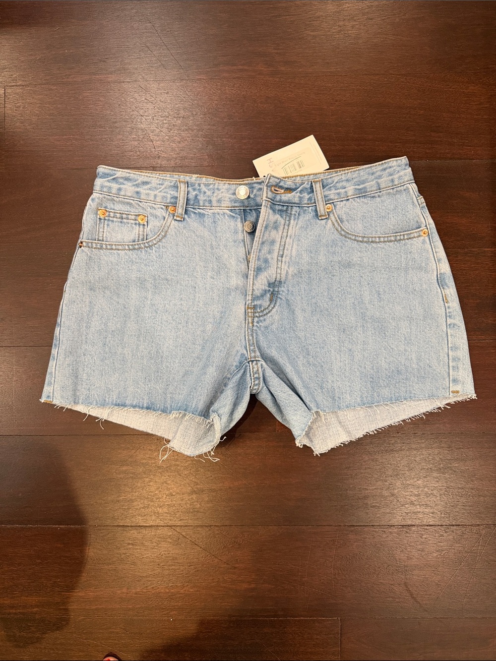 Women's Light Blue Denim Cutoff Jean Shorts - Casual Mid-Rise